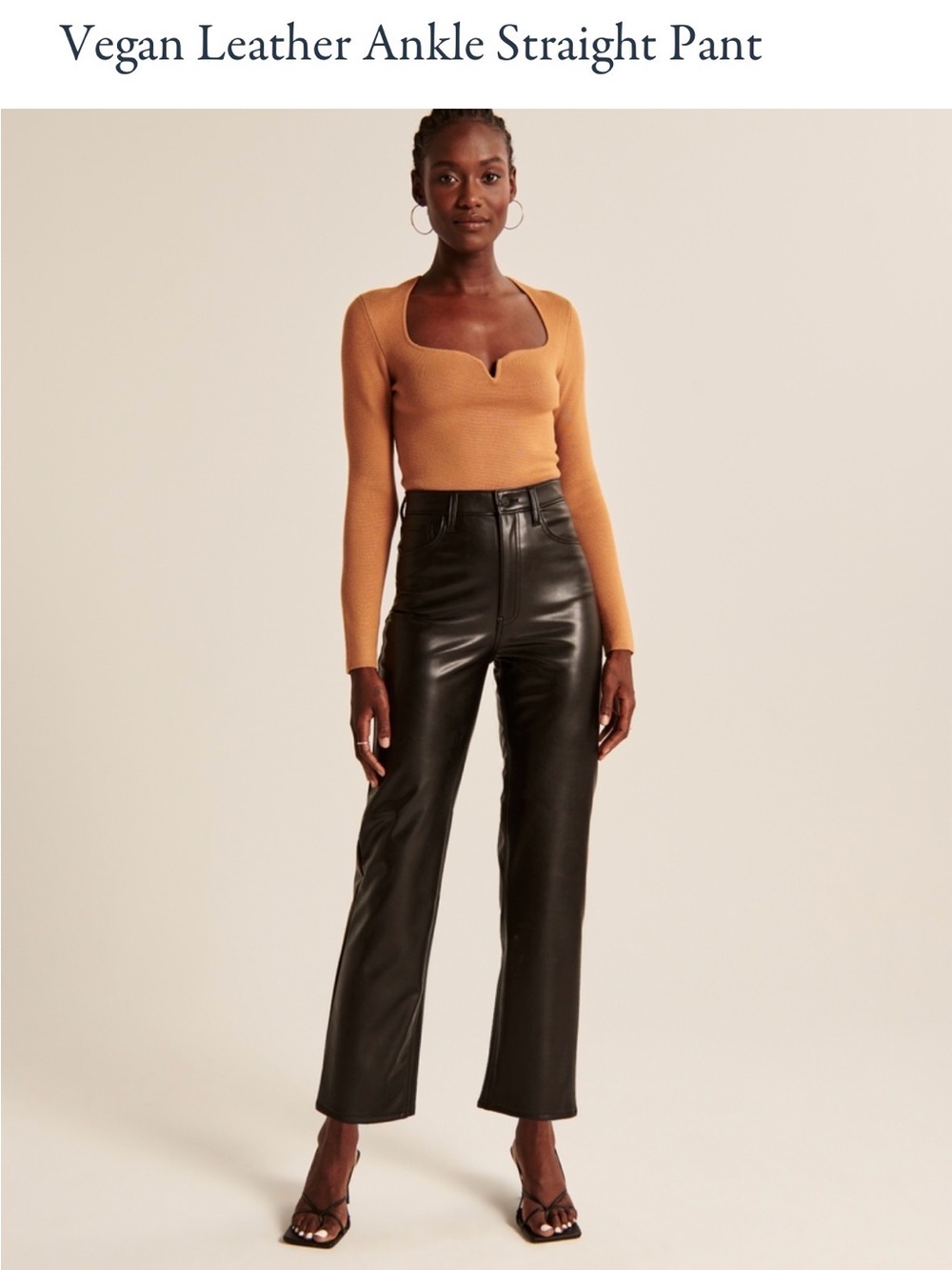 Abercrombie & Fitch Black Vegan Leather Ankle Straight Pant